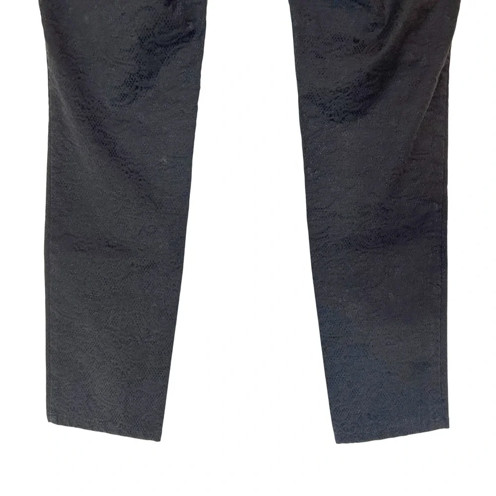 RED Saks Fifth Avenue Pants Womens 12‎ Black Snakeskin Jacquard Slim Skinny Chic